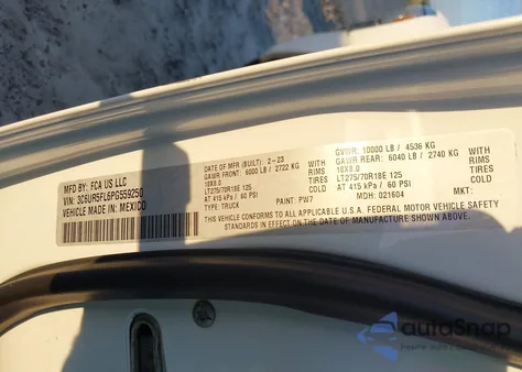 2023 Ram 2500 Laramie 4X4 6'4 Box from USA, damaged, VIN 3C6UR5FL6PG559250